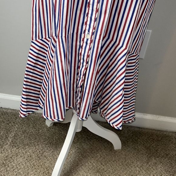 J.CREW Striped Americana Striped Tie Waist Poplin Shirt Dress, NWOT, Size 12 - Picture 5 of 10
